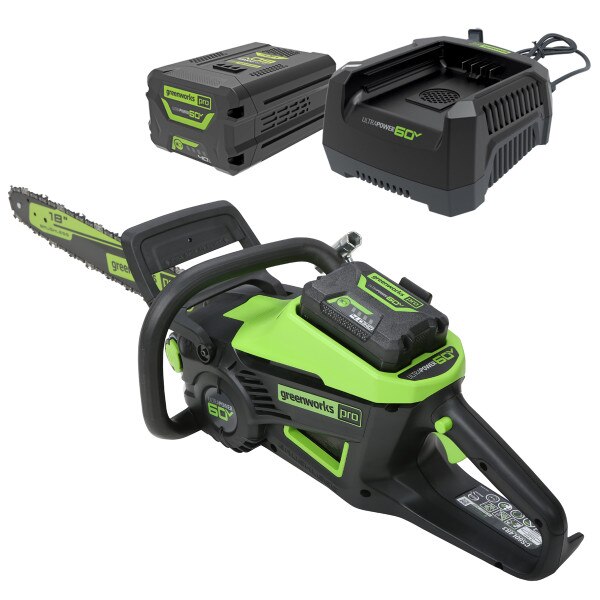 Greenworks 60v chainsaw kit chainsaw battery charger jak max